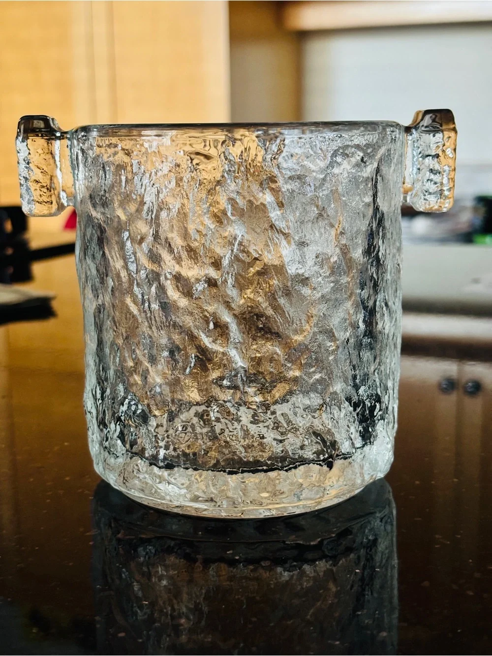 Vintage Mid-Century Modern Glass Scandinavian Sculpture Ice Bucket -Gorgeous!